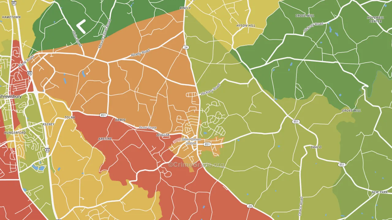 Stewartstown, PA Map of Arson Rates