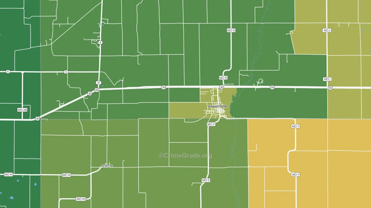 Stewartsville, MO Map of Arson Rates