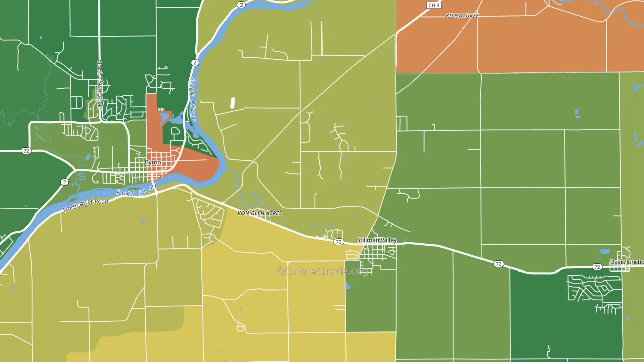 Stillman Valley, IL Map of Arson Rates