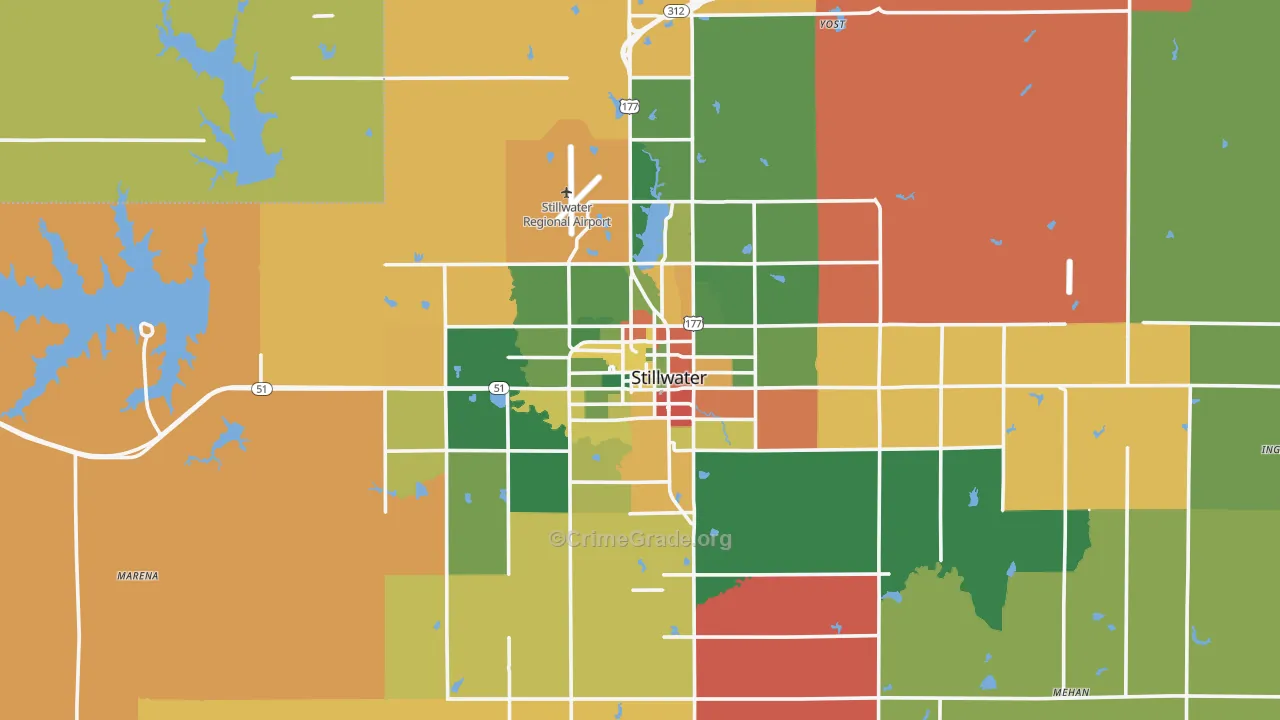 Stillwater, OK Map of Arson Rates
