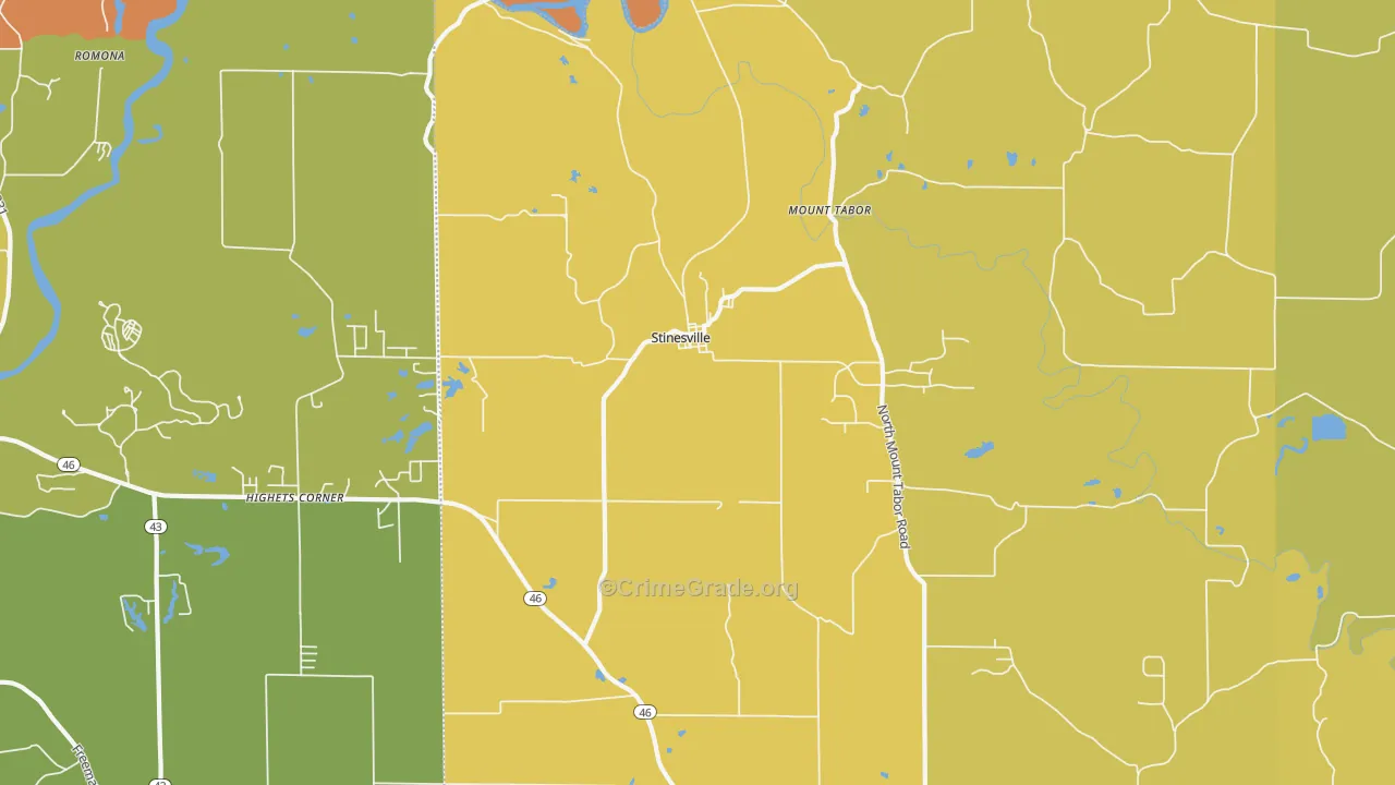 Stinesville, IN Map of Arson Rates