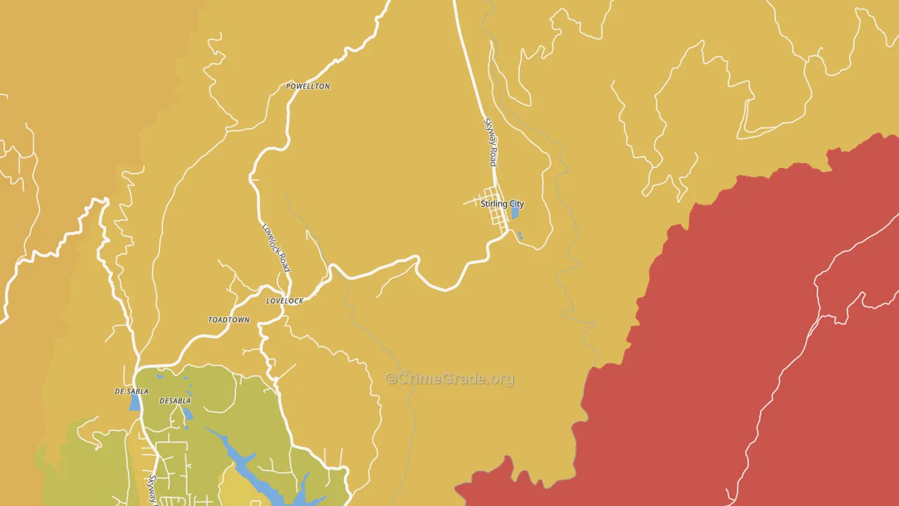 Stirling City, CA Map of Arson Rates