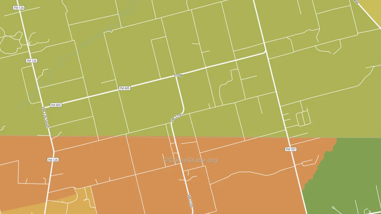 Stith, TX Map of Arson Rates