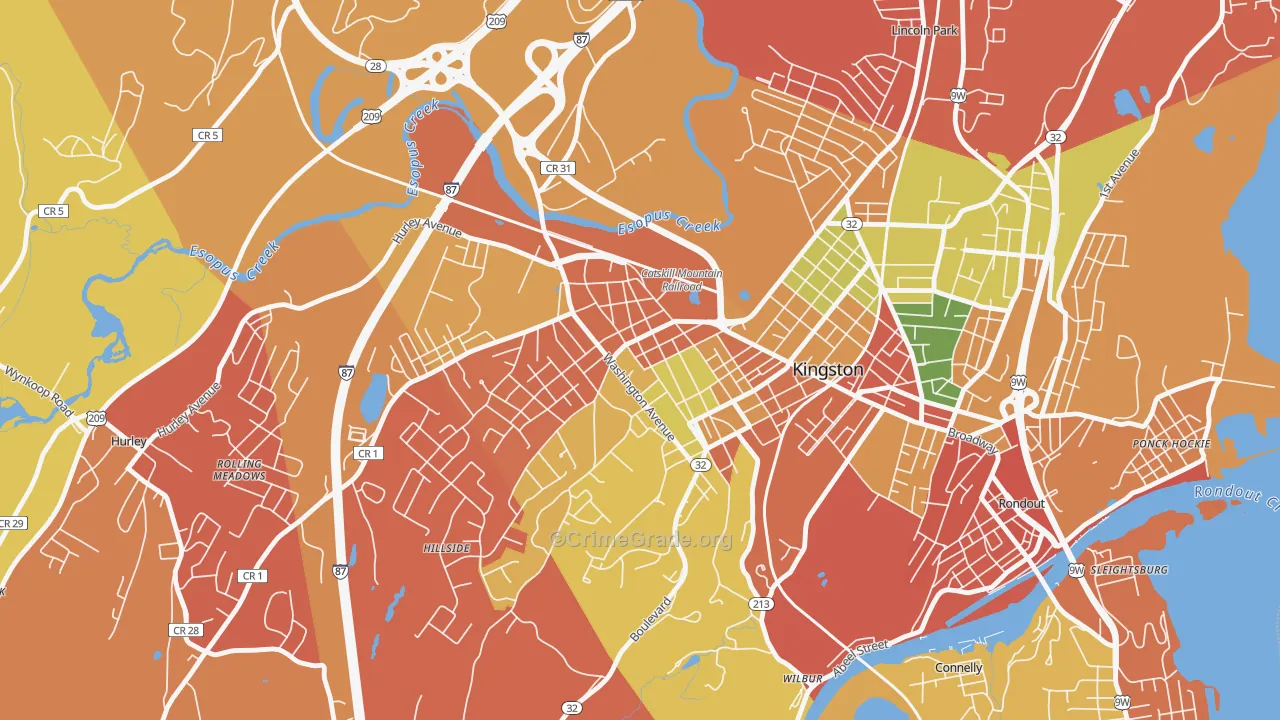 Stockade District, Kingston, NY Map of Arson Rates