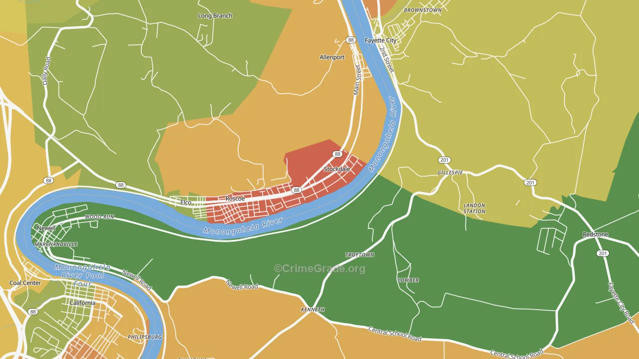 Stockdale, PA Map of Arson Rates