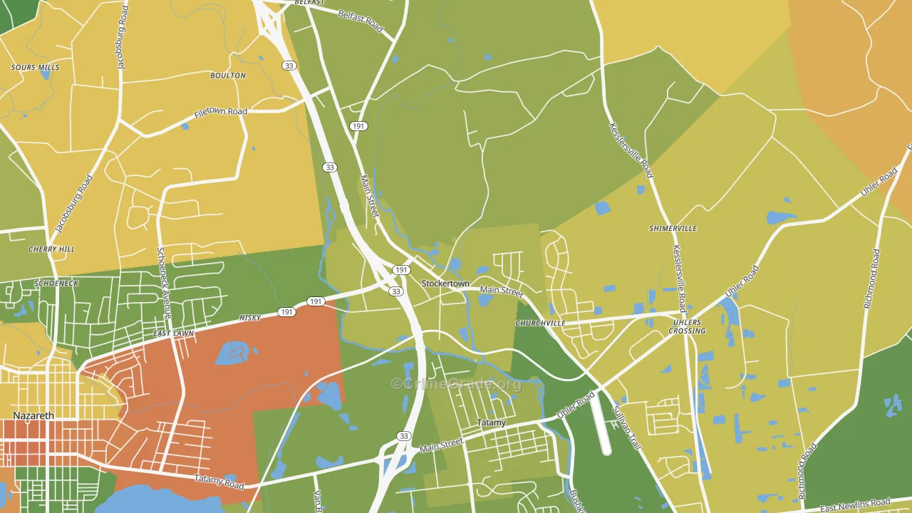 Stockertown, PA Map of Arson Rates