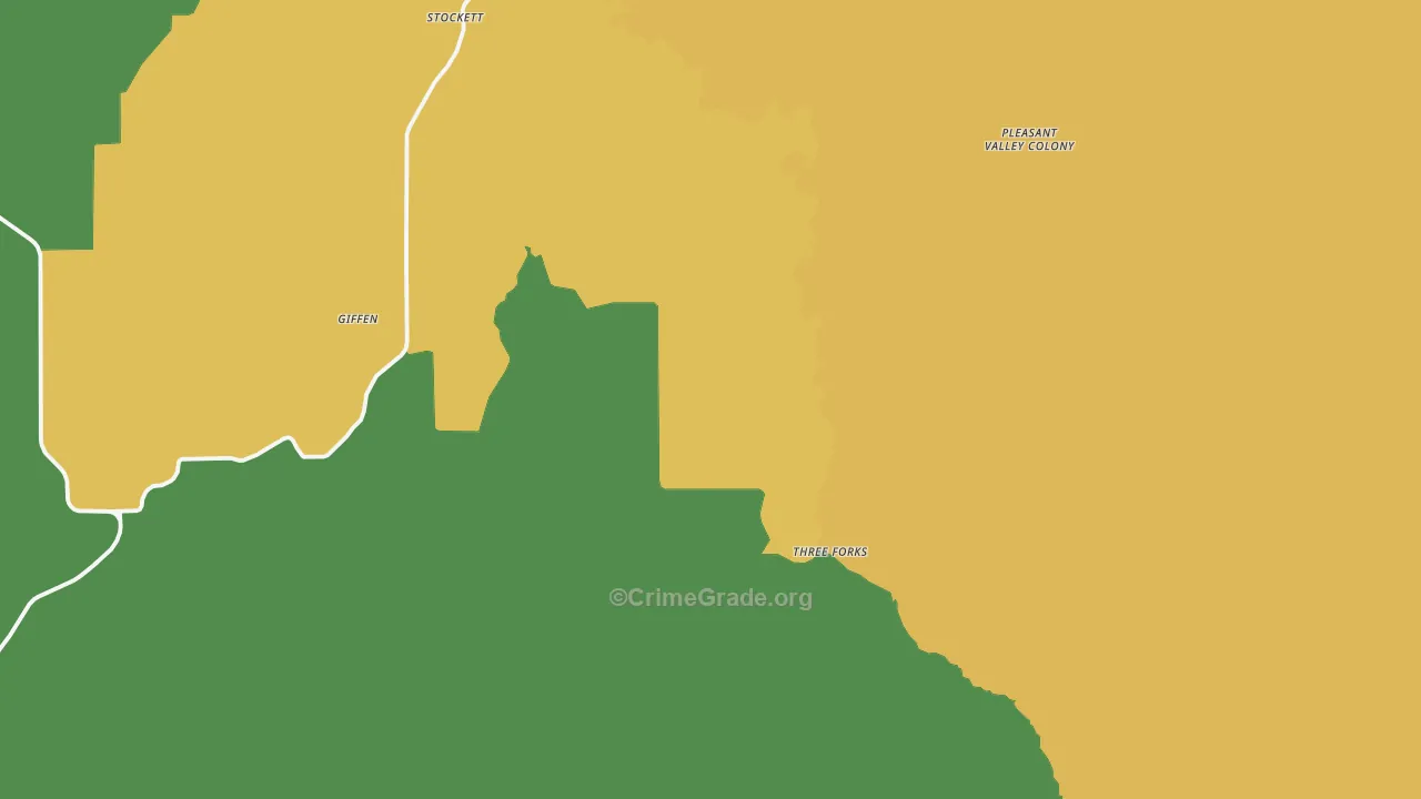 Stockett, MT Map of Arson Rates