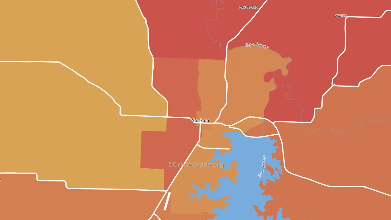 Stockton, MO Map of Arson Rates