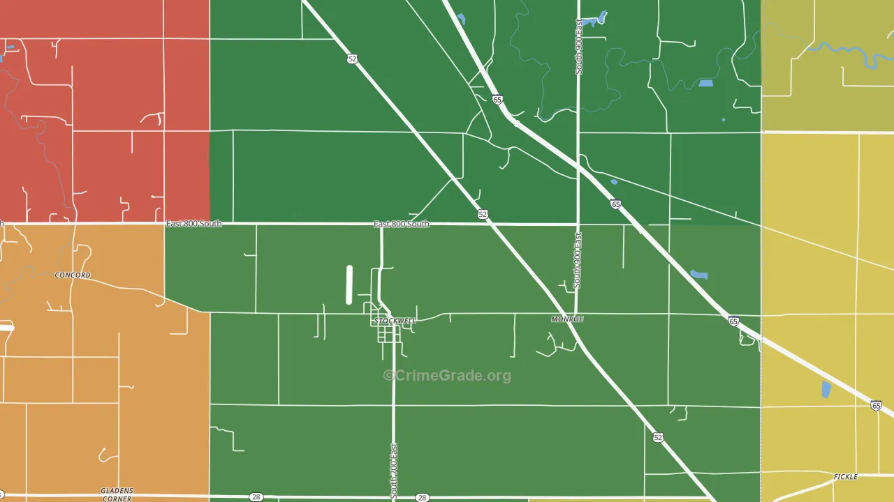 Stockwell, IN Map of Arson Rates
