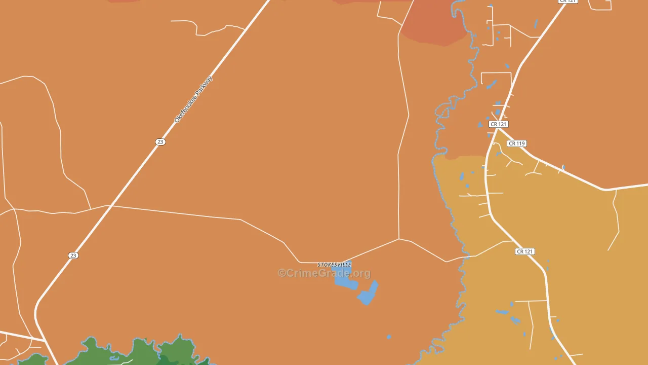 Stokesville, GA Map of Arson Rates