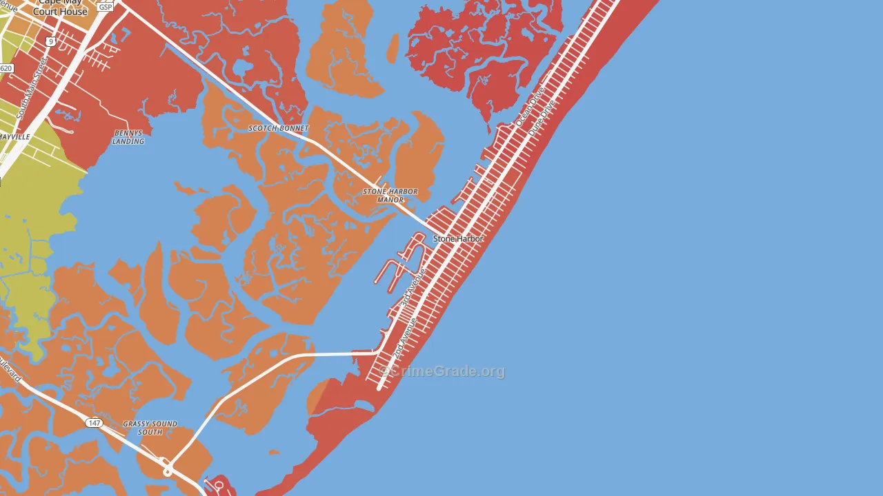 Stone Harbor, NJ Map of Arson Rates
