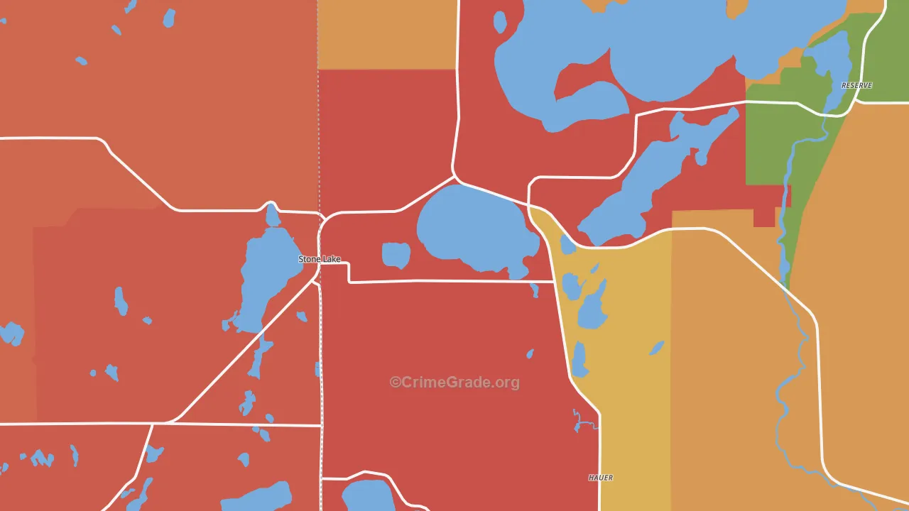 Stone Lake, WI Map of Arson Rates