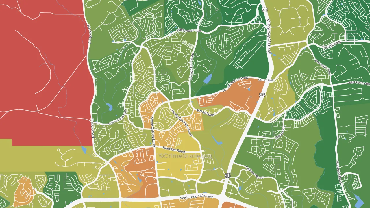 Stone Oak, San Antonio, TX Map of Arson Rates
