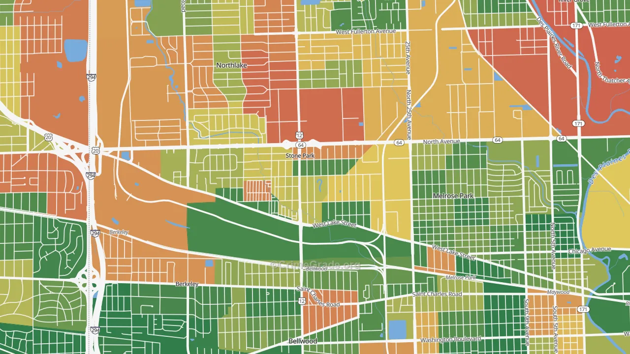 Stone Park, IL Map of Arson Rates
