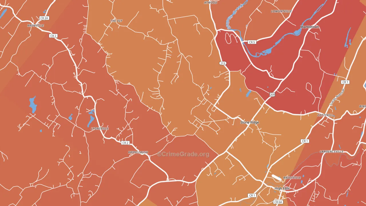 Stone Ridge, NY Map of Arson Rates