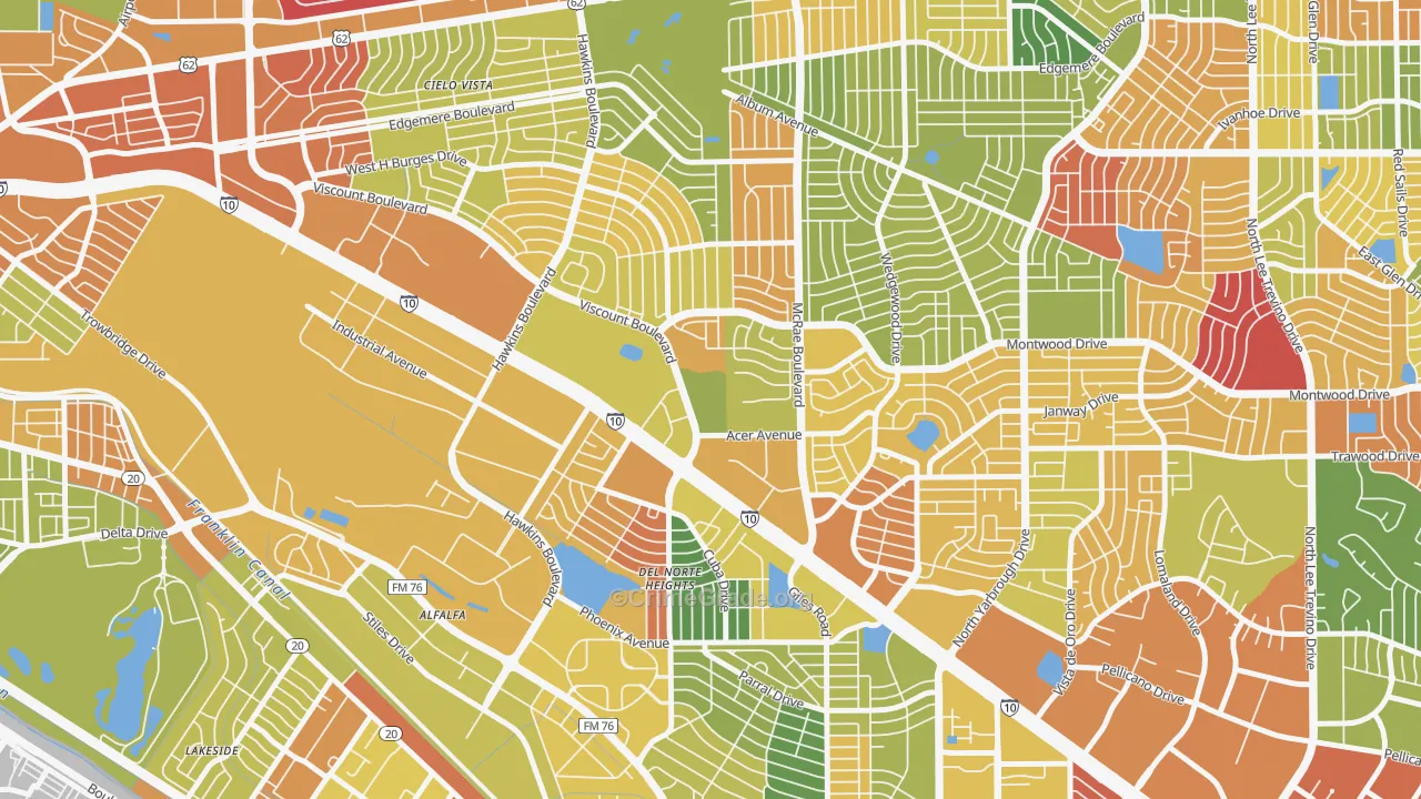 Stonehaven, El Paso, TX Map of Arson Rates