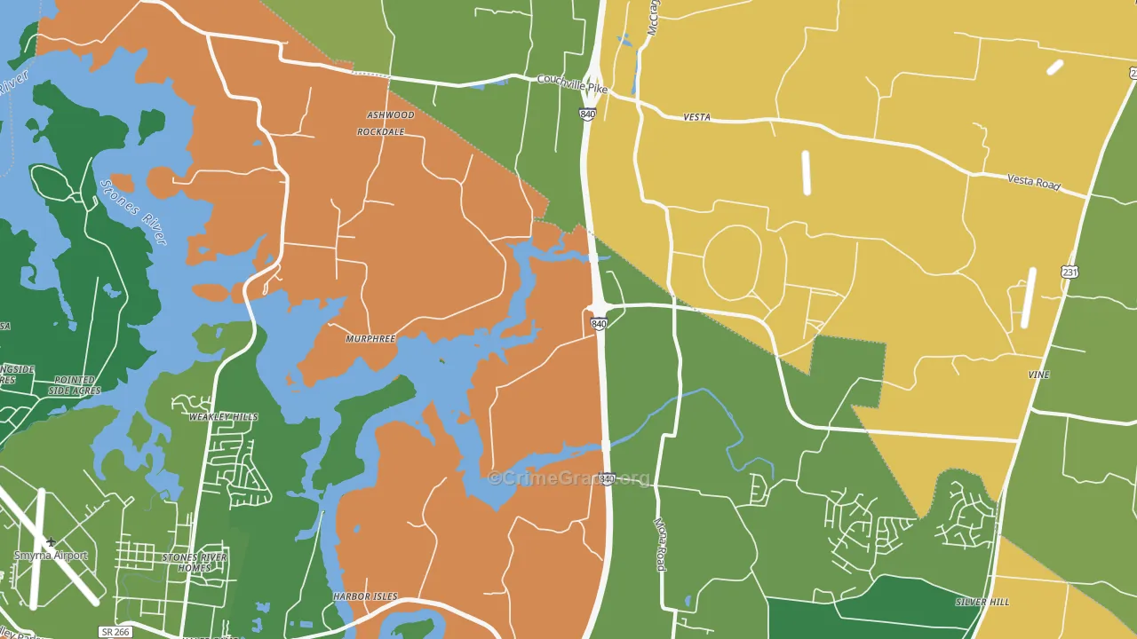 Stones River Homes, TN Map of Arson Rates