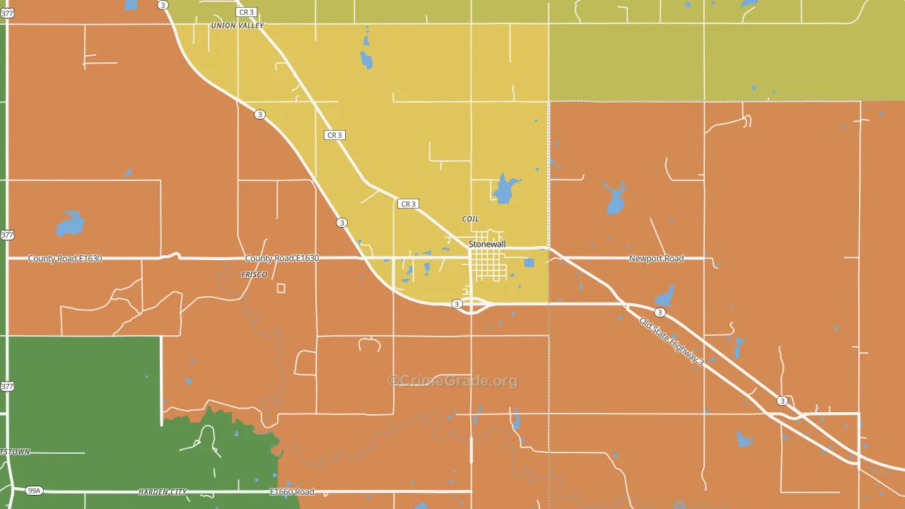 Stonewall, OK Map of Arson Rates
