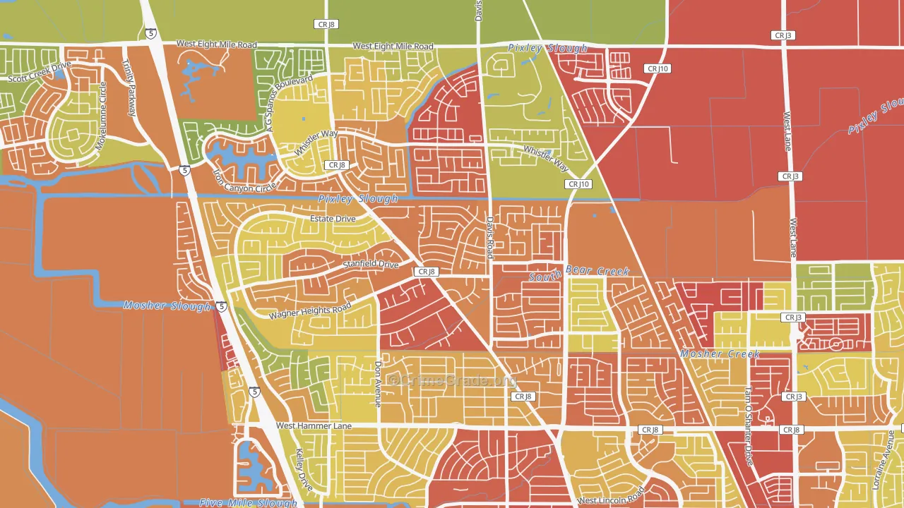 Stonewood, Stockton, CA Map of Arson Rates