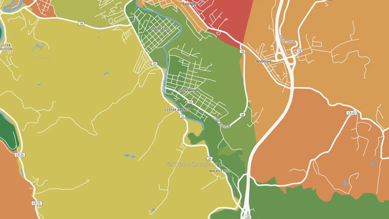 Stonewood, WV Map of Arson Rates