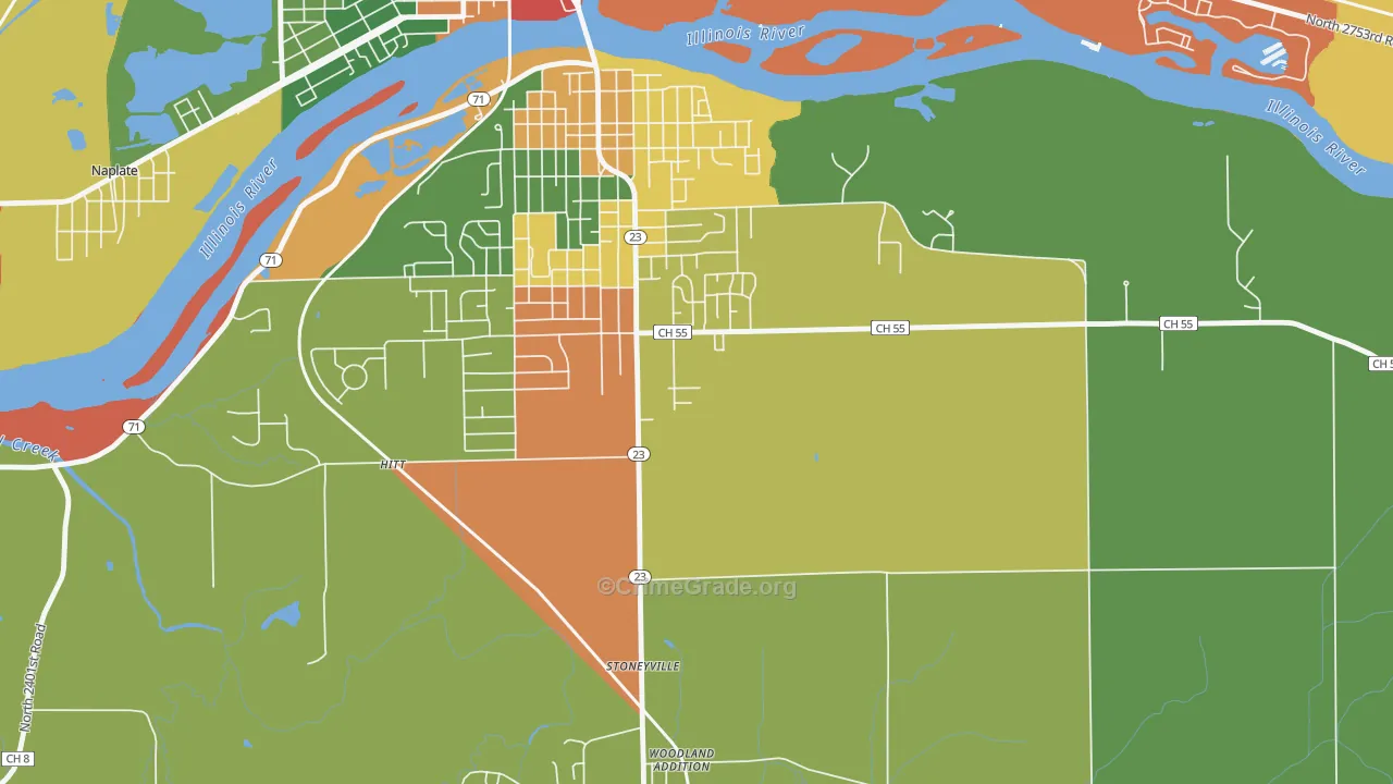 Stoneyville, IL Map of Arson Rates