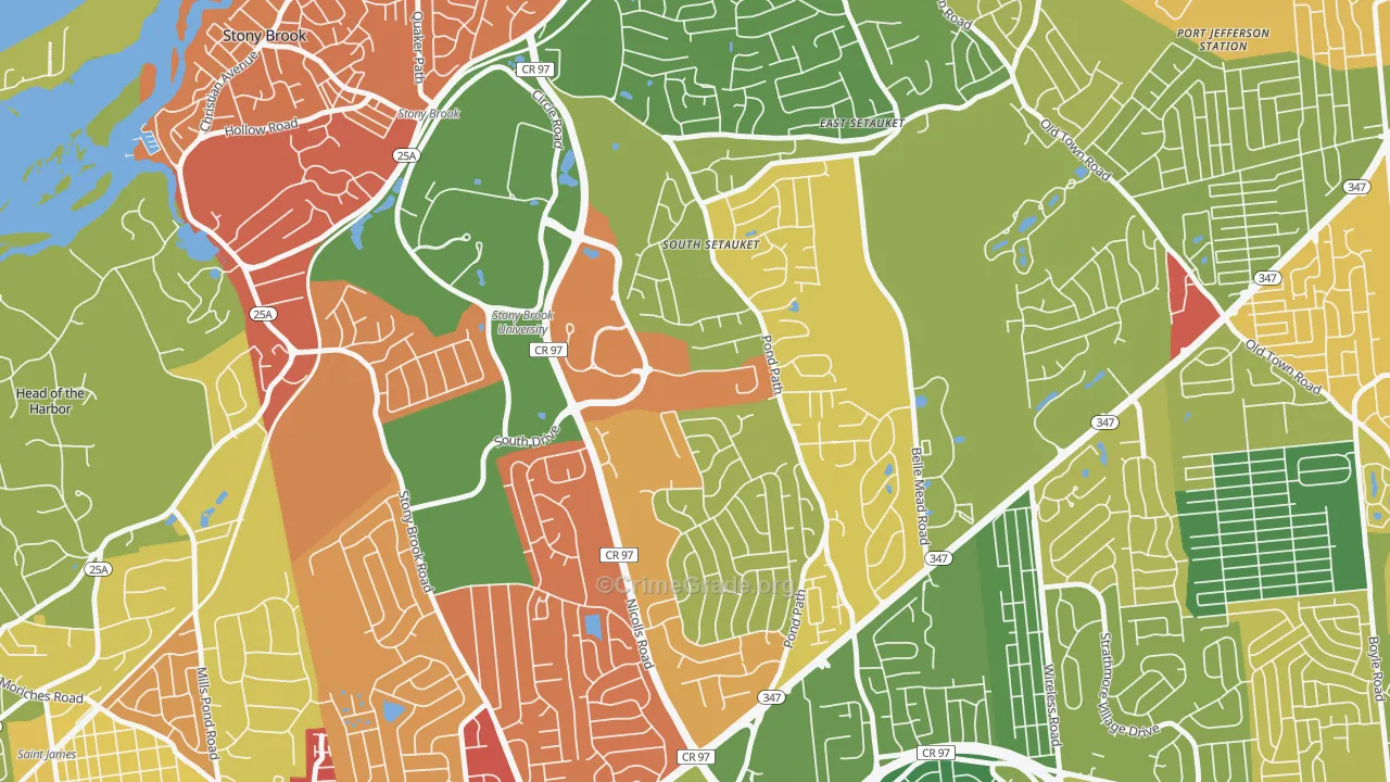 Stony Brook University, NY Map of Arson Rates