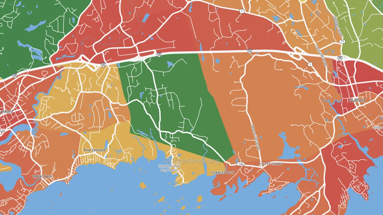 Stony Creek, CT Map of Arson Rates
