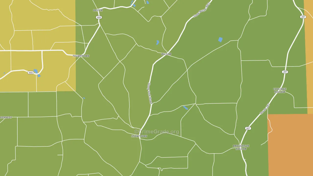 Stony Fork, PA Map of Arson Rates