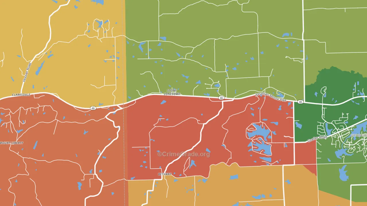 Stony Lonesome, IN Map of Arson Rates