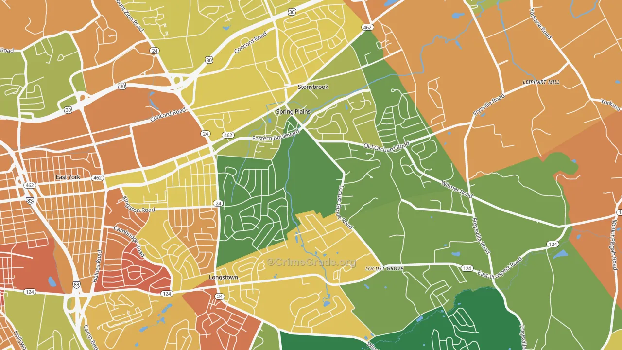 Stonybrook-Wilshire, York, PA Map of Arson Rates