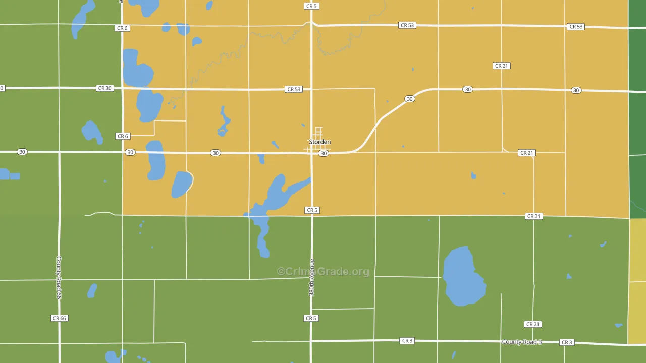 Storden, MN Map of Arson Rates