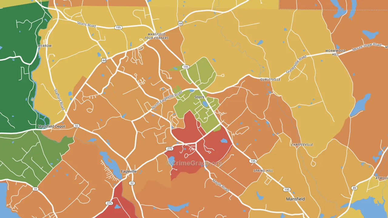 Storrs Mansfield, CT Map of Arson Rates