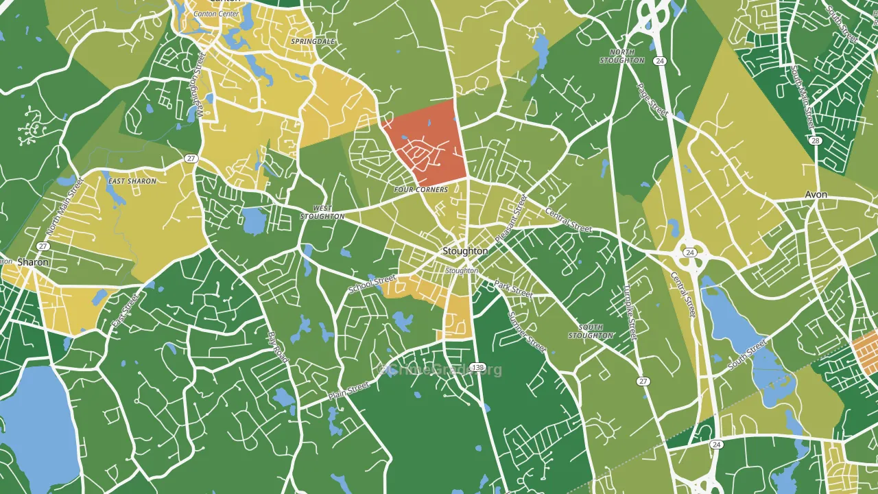 Stoughton, MA Map of Arson Rates