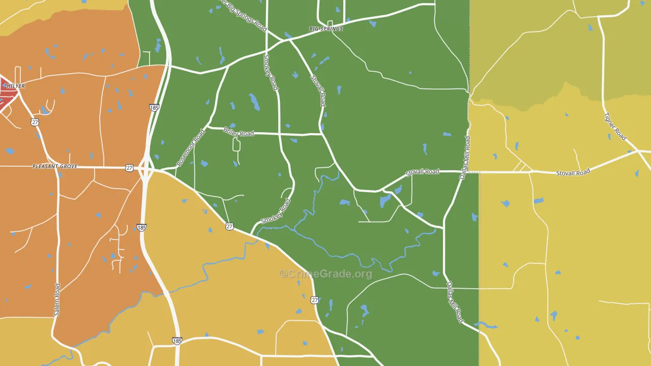 Stovall, GA Map of Arson Rates