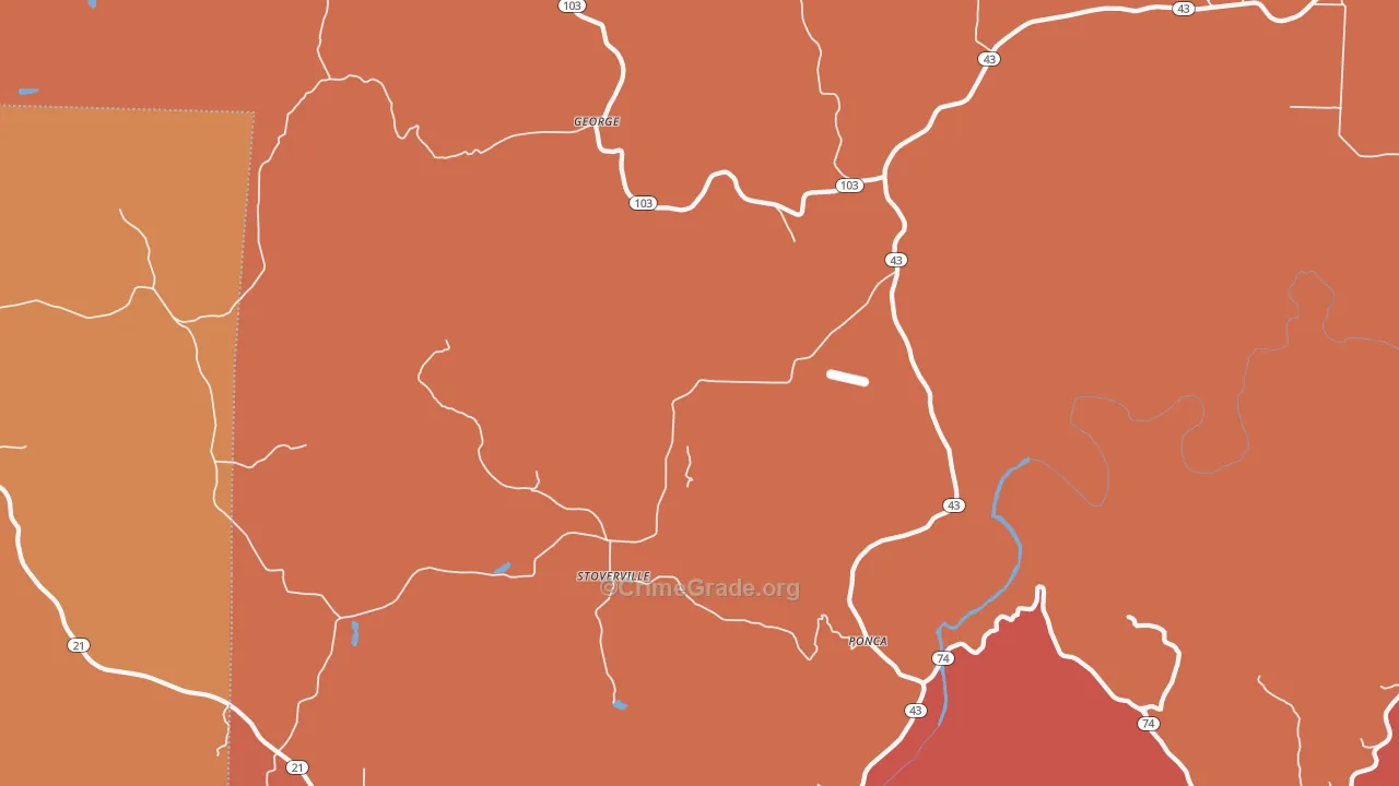 Stoverville, AR Map of Arson Rates