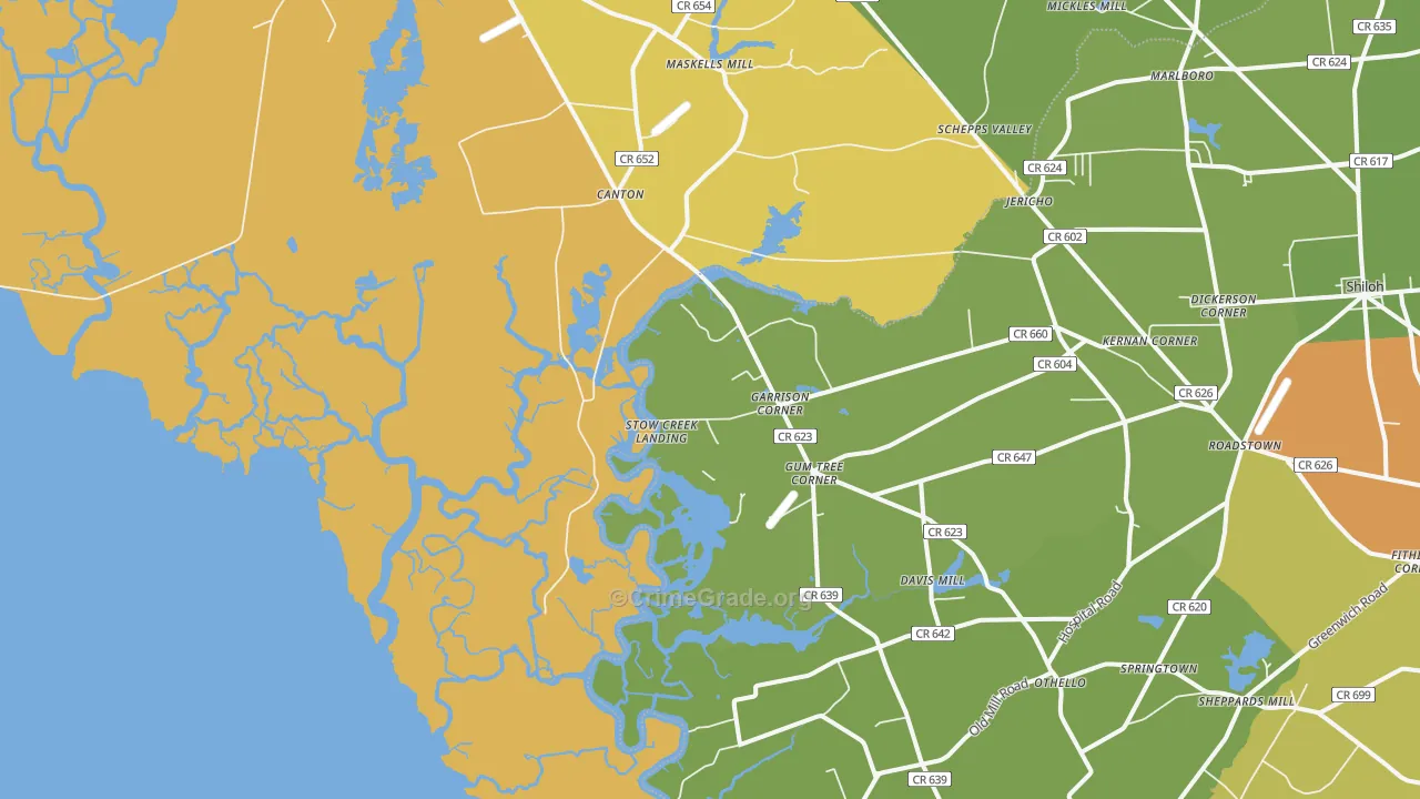 Stow Creek Landing, NJ Map of Arson Rates
