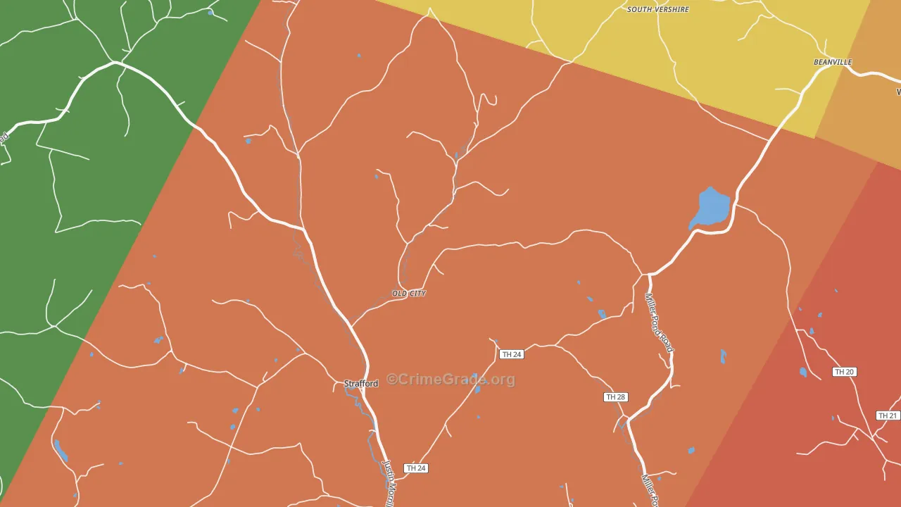 Strafford, VT Map of Arson Rates