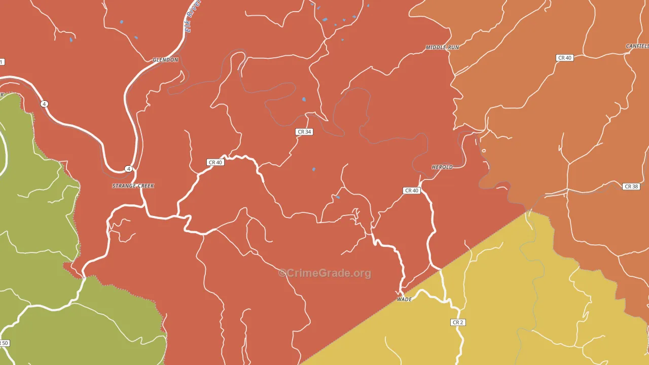 Strange Creek, WV Map of Arson Rates