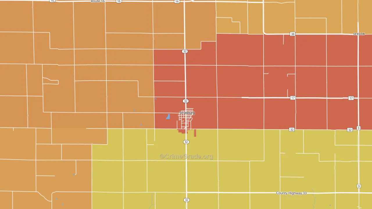 Strasburg, IL Map of Arson Rates