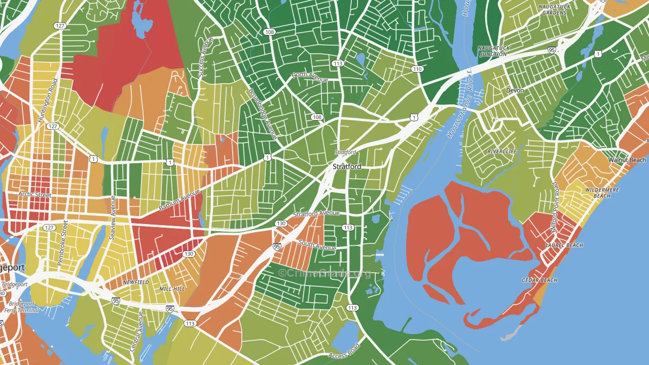 Stratford Center Historic District, Stratford, CT Map of Arson Rates