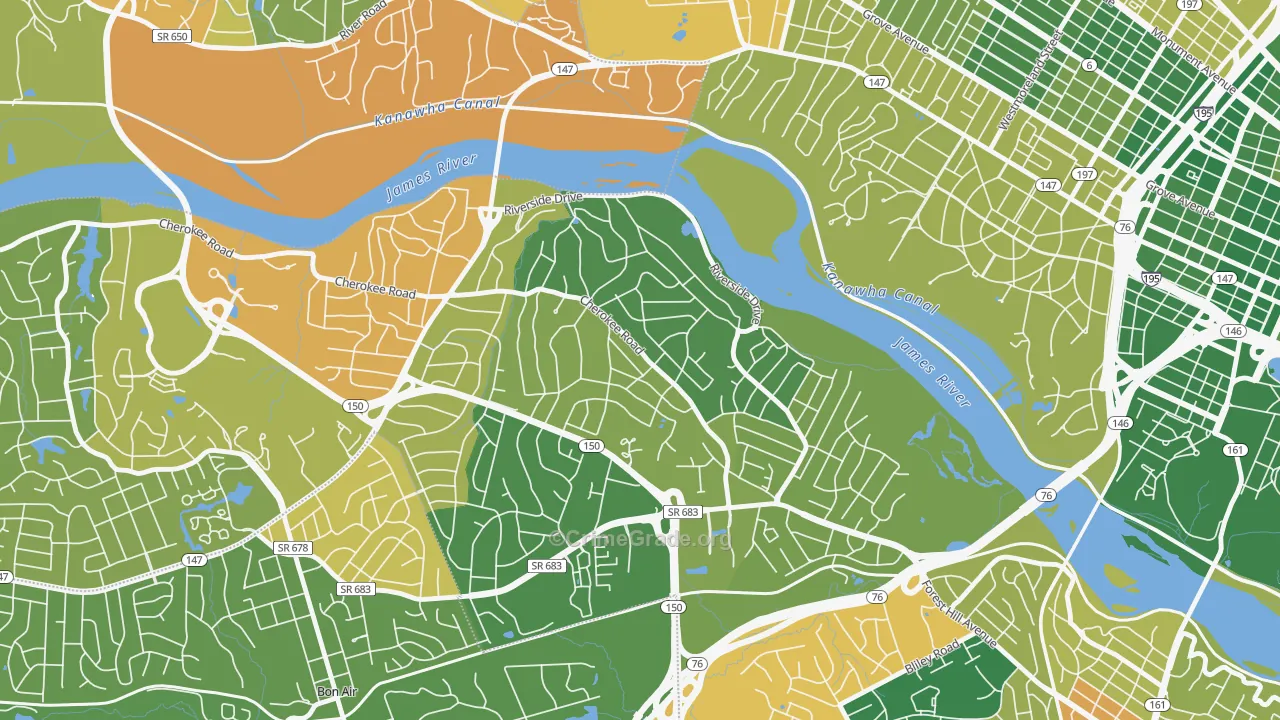 Stratford Hills, Richmond, VA Map of Arson Rates