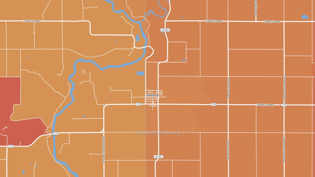 Stratford, IA Map of Arson Rates