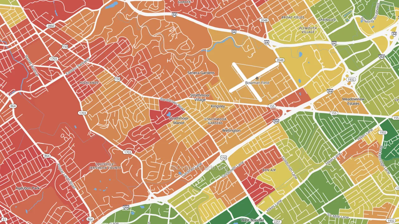 Strathmoor Village, KY Map of Arson Rates