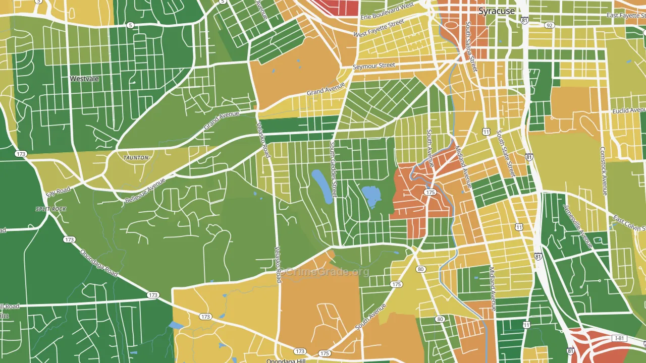Strathmore, Syracuse, NY Map of Arson Rates