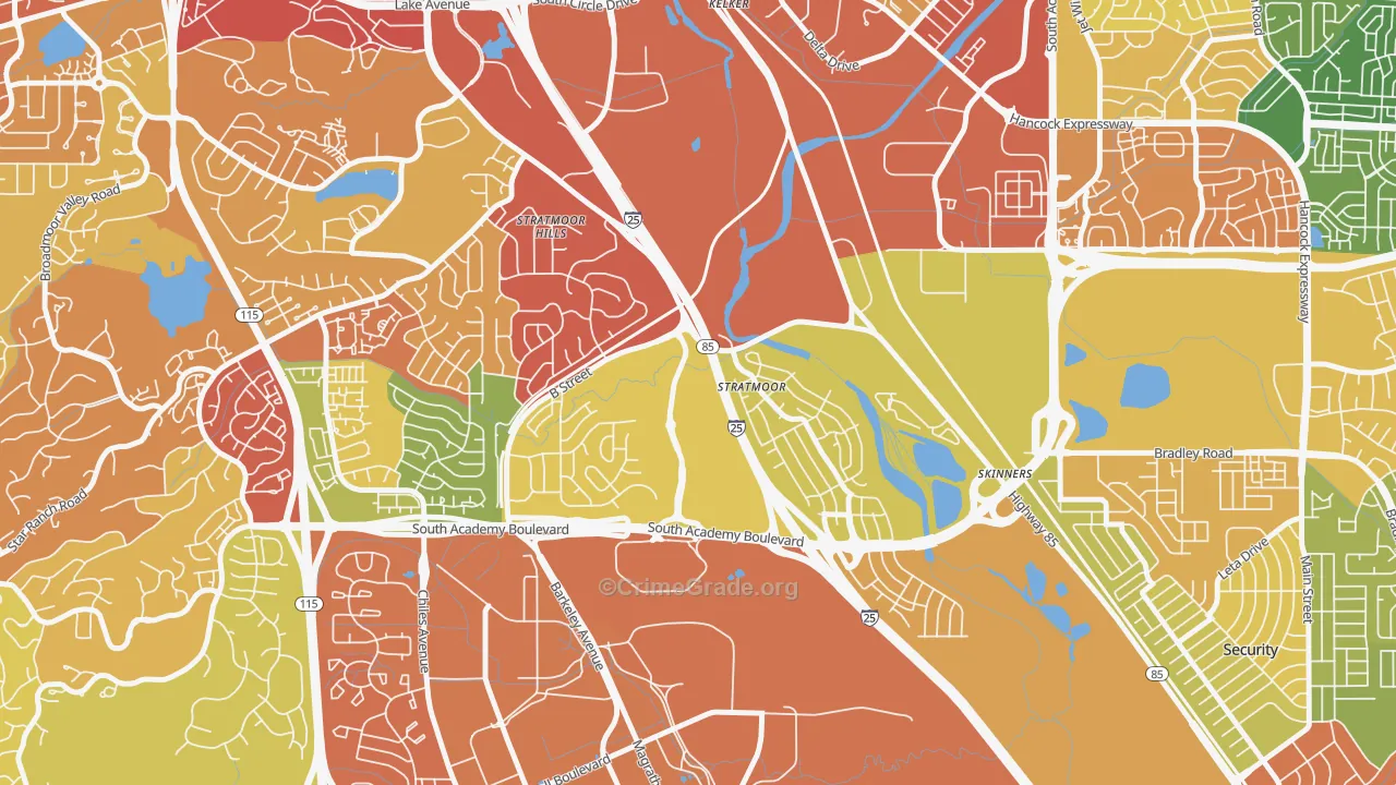 Stratmoor, CO Map of Arson Rates