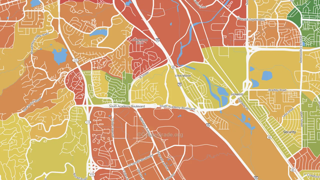 Stratmoor Hills, Stratmoor, CO Map of Arson Rates