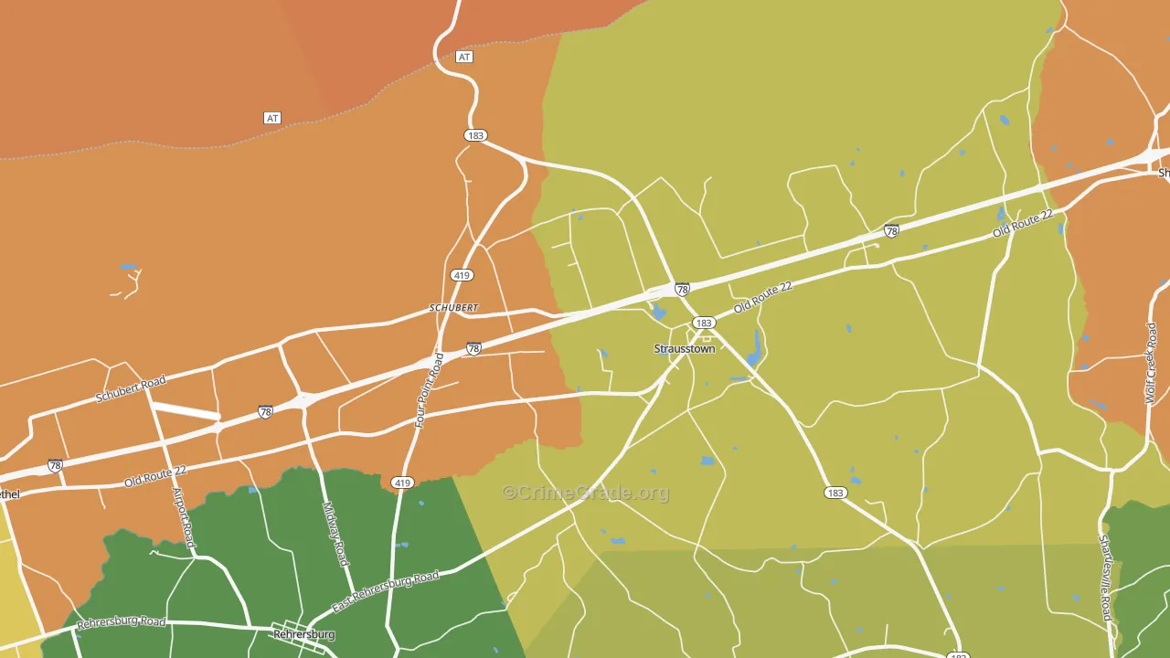 Strausstown, PA Map of Arson Rates