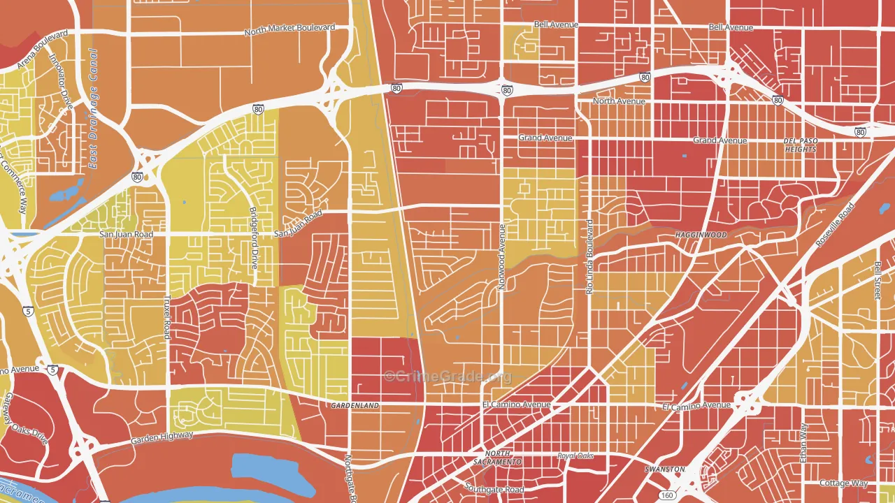 Strawberry Manor, Sacramento, CA Map of Arson Rates