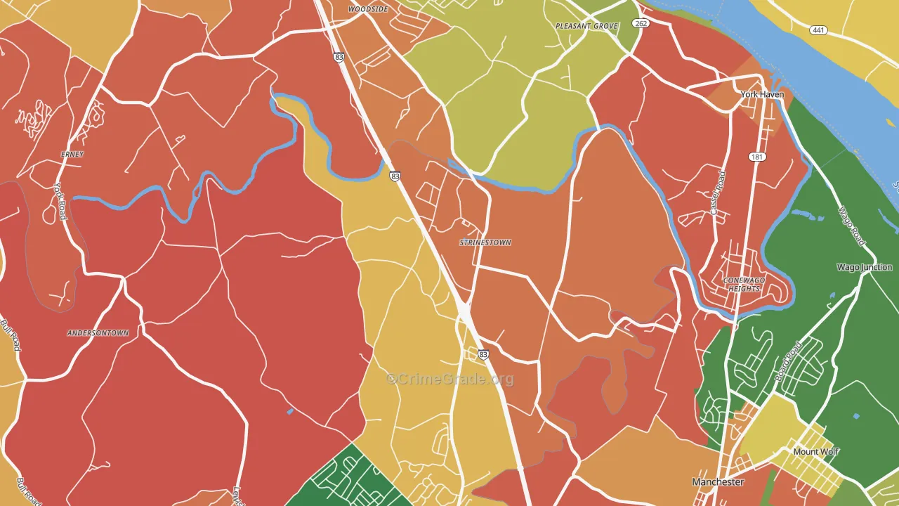 Strinestown, PA Map of Arson Rates