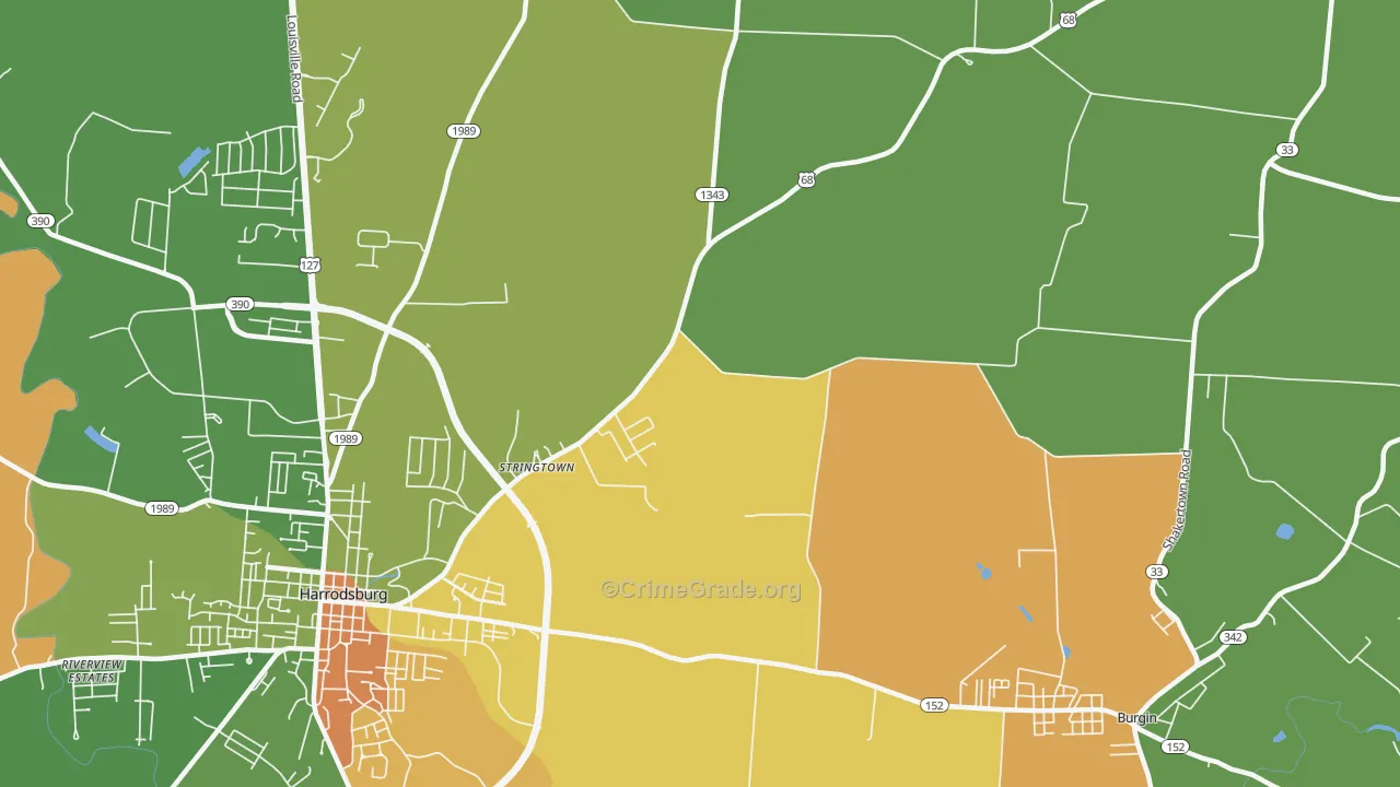 Stringtown, KY Map of Arson Rates